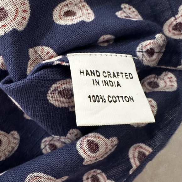 Womens S/M Cotton Boxy Lightweight blue/ red Repeat Oval Abstract Pattern Blouse - Picture 6 of 15